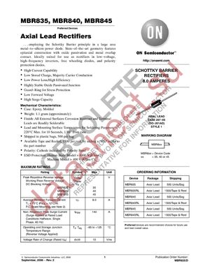 MBR845RL datasheet  